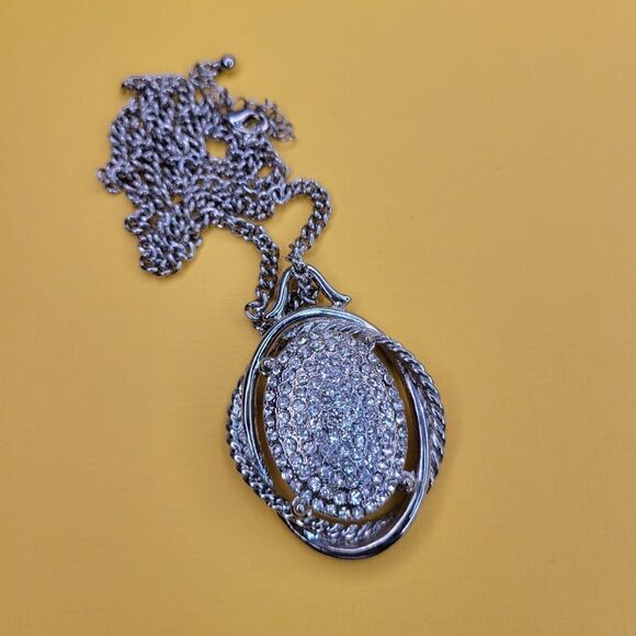 Silver Oval Pendant Necklace - Picture 10 of 11
